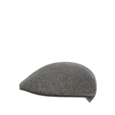 The Collection Grey wool moulded flat cap